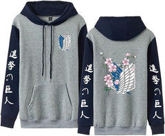 MAOKEI - Attack on Titan Sakura Style Emblem Bi-Color Hoodies - B0CKQWXVDL-3