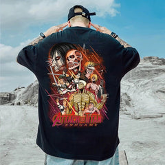 MAOKEI - Attack on Titan Vintage Manga T-Shirts - 1005004463531790-BK-xlpdd2031-XXS
