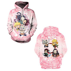 MAOKEI - Demon Slayer Pink Chibi Tanjiro Team Hoodie - B0C3J7HTNJ