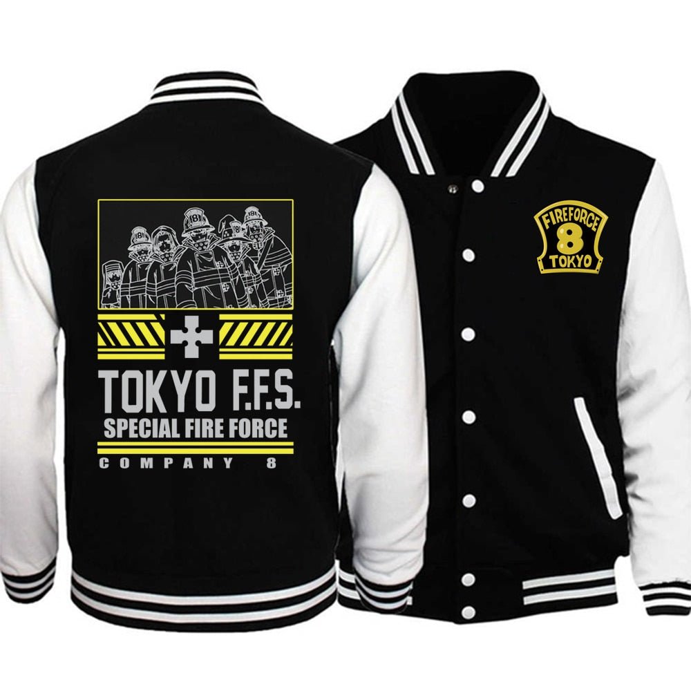MAOKEI - Fire Force Brigard 8th Long Sleeve Jacket - 1005004635524725-Black-XS