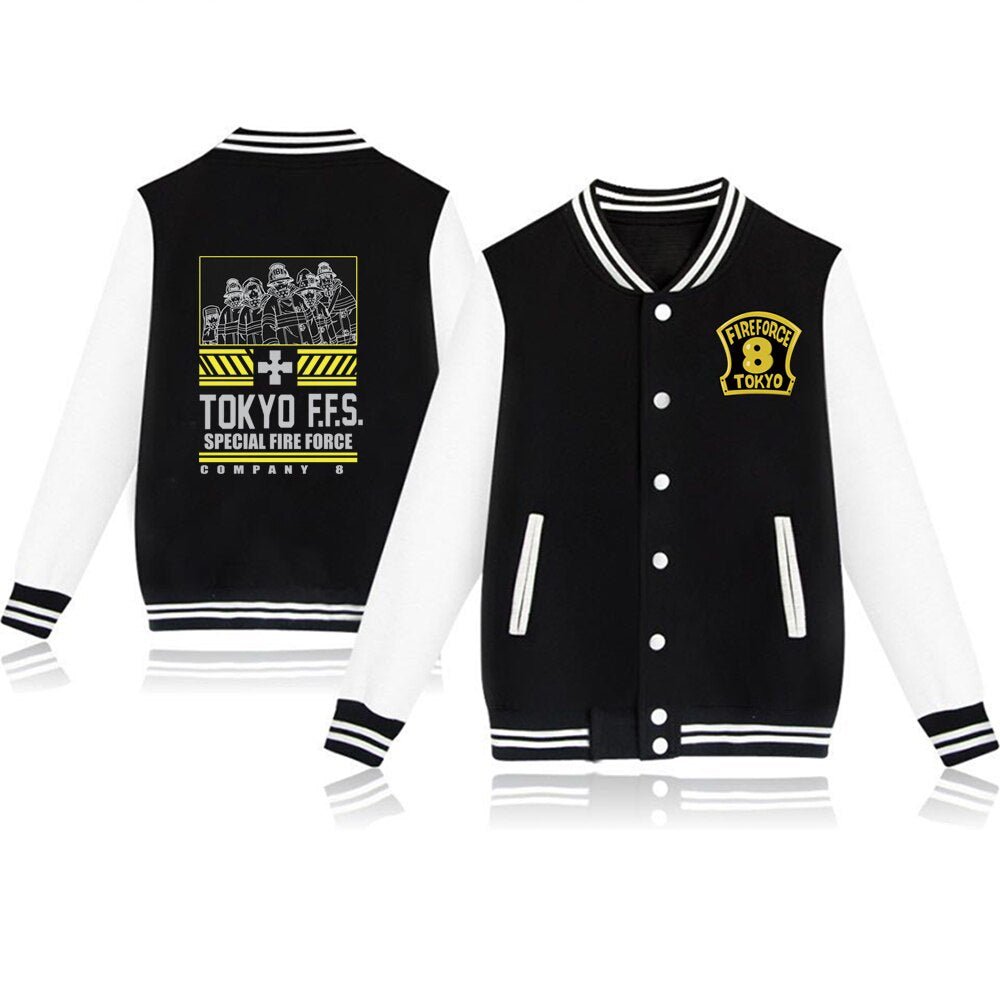 MAOKEI - Fire Force Brigard 8th Long Sleeve Jacket - 1005004635524725-Black-XS