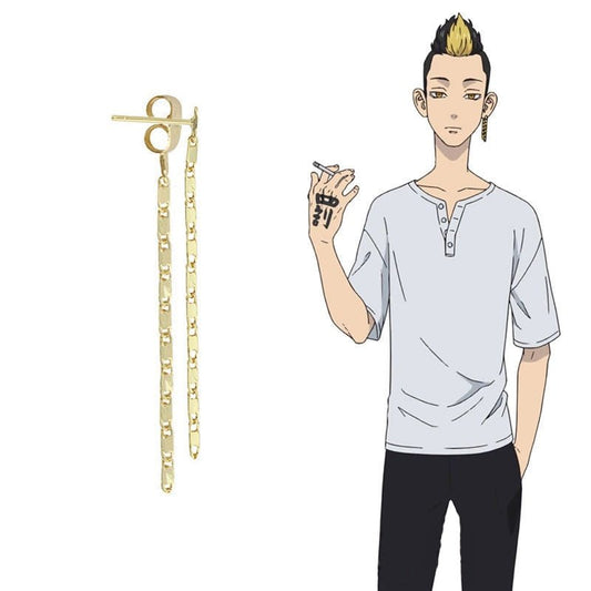 MAOKEI - Hanma Shuji Earrings Long Gold Chain - 1005003334147127-1