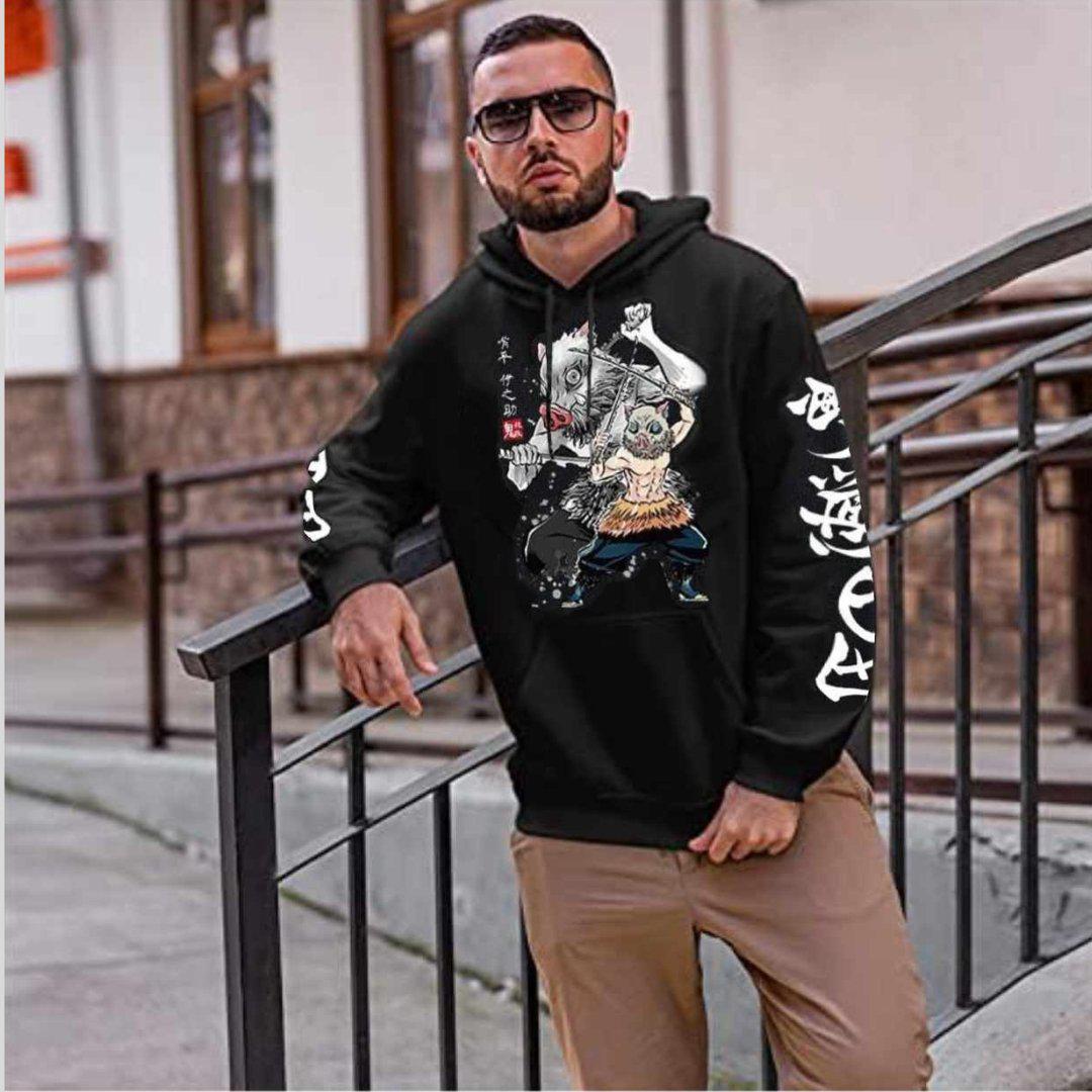 MAOKEI - Inosuke Demon Slayer New Style Hoodie - 1005005079216460-Black-S