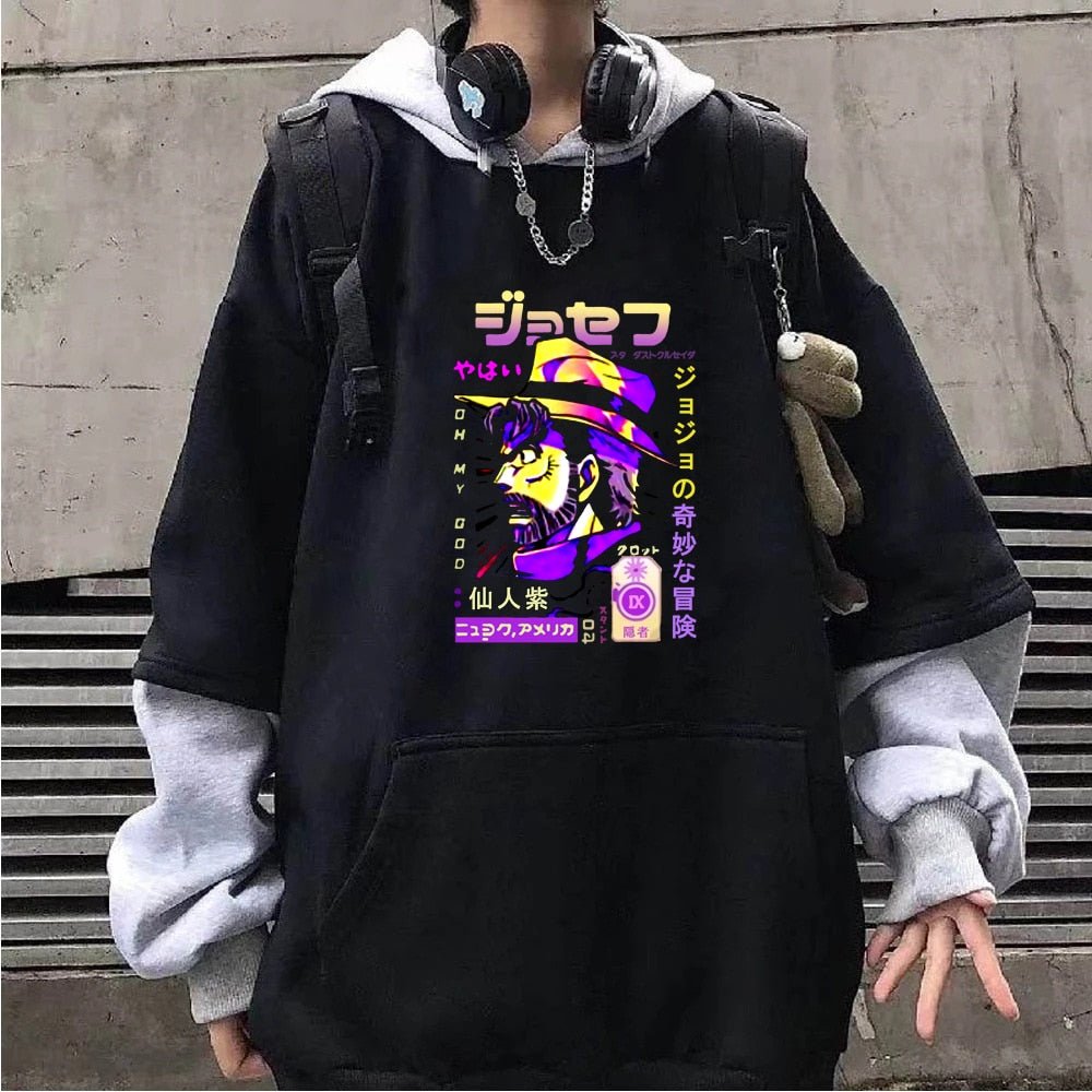 MAOKEI - JoJo Bizarre Jotaro Long Sleeve Hoodie - 1005003246724838-Black 1-XS