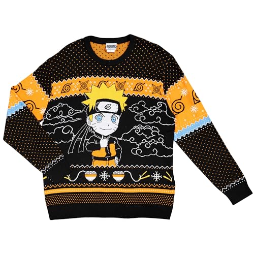 MAOKEI - Naruto Chibi Ramen Holiday Snowflakes Christmas Sweater - B0CKKHN266