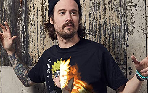 MAOKEI - Ripple Junction Naruto Shippuden Men's Short Sleeve T-Shirt Naruto Link Mode Bijuu Kurama 9 Tails Beast Chakra Small Black - B00JPPODPO