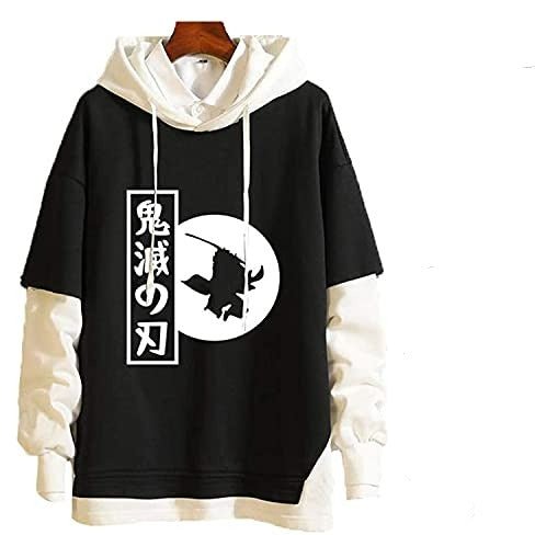 MAOKEI - Demon Slayer Tanjiro Black White Jump Attack Hoodie - B09MCCWQH8