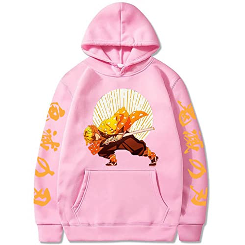 MAOKEI - Demon Slayer Zenitsu Ichi No Kata Pink Hoodie - B0BSG1B16C