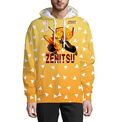 MAOKEI - Demon Slayer Zenitsu Uniform Cosplay Deter Hoodie - B0BWY283JZ