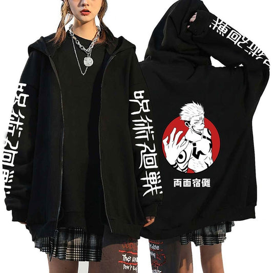 MAOKEI - Jujutsu Kaisen Sukuna Long Sleeves Hoodie - 1005004587417382-Black3-XS