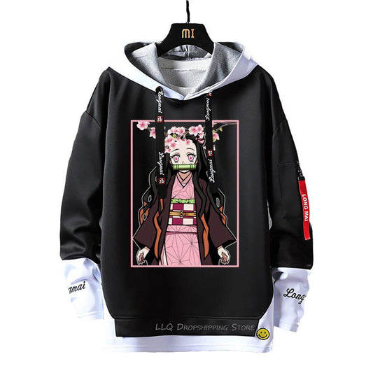 MAOKEI - Nezuko Demon Slayer Black White Hoodie Style 2 - 1005004939176267-black2-Asian Size M