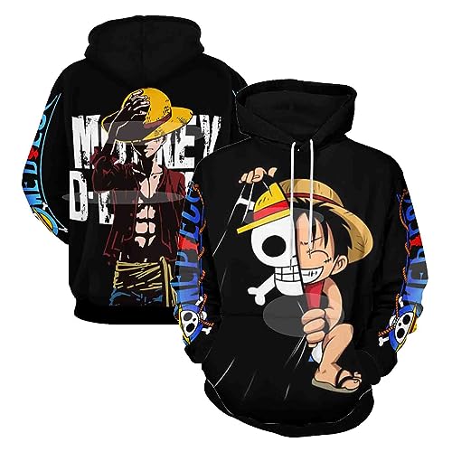 MAOKEI - One Piece Monkey D Luffy Cartoon Fan Art Hoodie - B0BFF9X4FM