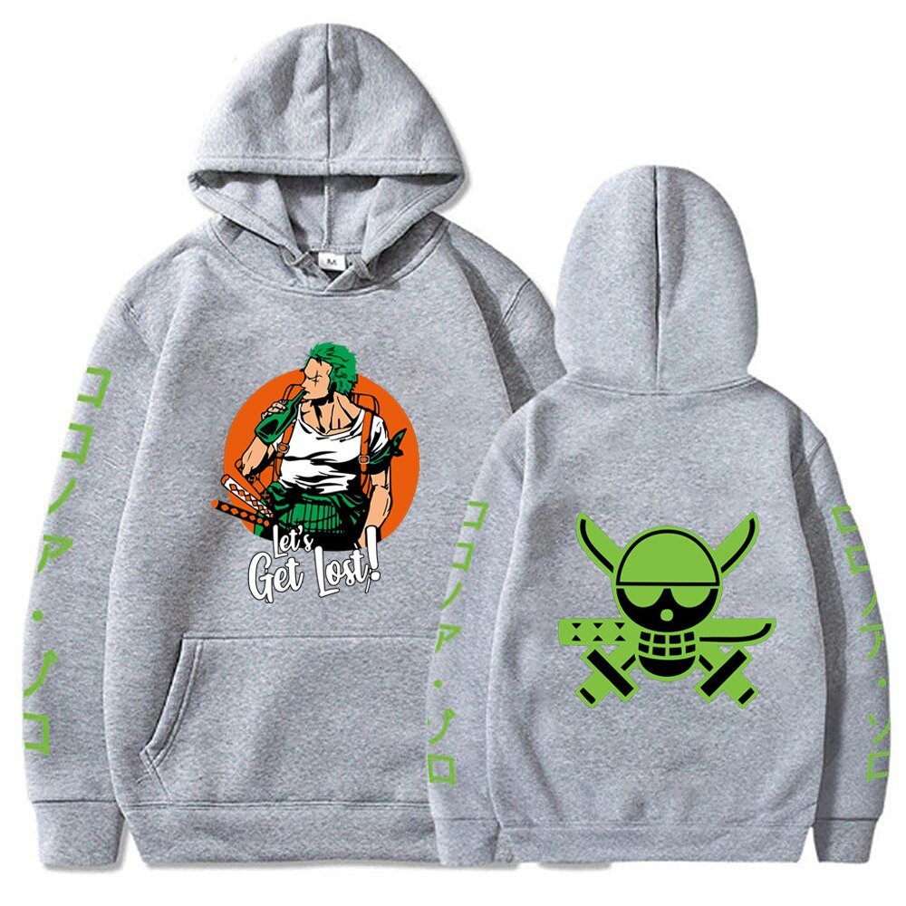 MAOKEI - One Piece Roronoa Zoro Fan Lost Joke Hoodie - 1005003932218380-Gray-XS