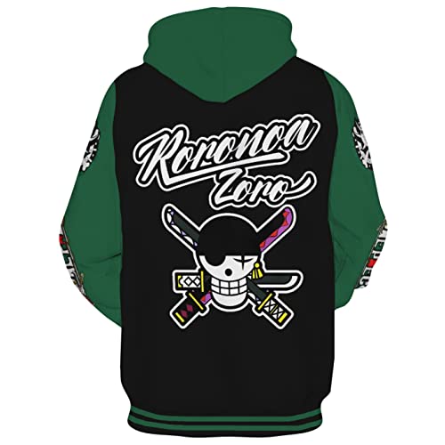 MAOKEI - One Piece Roronoa Zoro Football Inspired Hoodie - B0C1RH8P2Q